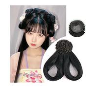 Postiches Cheveux Chignon Perruque synthétique chinoise ancienne, coiffure Hanfu, chignon élégant, couvre-chef rétro, perruques de Cosplay for femmes chinoises anciennes, accessoires Postiche Chignon