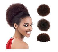 Postiches Cheveux Chignon Postiches Chignons Cheveux for Femmes Noires Filles Afro Puff Cordon Extensions de Queue de Cheval Kinky Curly Bun Hair，Chignon Synthétique Court Extensions Queue de Cheval P