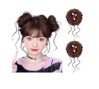 Postiches Chignon Chignon synthétique Chignon bouclé en désordre, bande élastique Scrunchy, faux cheveux for femmes, épingles à cheveux noir marron Extensions de Cheveux Chignon(1B/30HL)