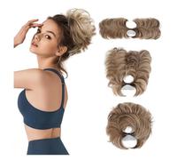 Postiches chignons décoiffés pour femmes, Peigne à chignon décoiffé - Chignon polyvalent for femmes, cheveux courts et raides, pour femmes, extensions de cheveux naturels pour(Light brown)