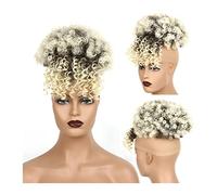 Postiches de chignon pour femmes Afro High Puff Hair Bun Cordon de serrage Queue de cheval avec frange Synthétique courte Kinkys Curly Ponytail Clips dans les extensions de chignon pour femmes noire