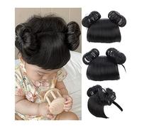 Postiches de chignon pour femmes et enfants avec bandeau, chignon synthétique avec frange, bandeau d'oreille de chat pour enfants, chignon avec frange, accessoires de perruque pour enfants