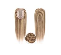 Postiches en cheveux humains à clips for femmes, postiches de 35,5 cm, mèches brunes/blondes/grises/613 Postiche Cheveux Femme(Brown mix blonde highlight)