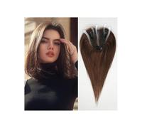 Postiches en cheveux humains Remy de 12 pouces for femmes, postiches de 4 x 3,5 pouces attachés à la main avec base en dentelle suisse Postiche Cheveux Femme(Dark brown)