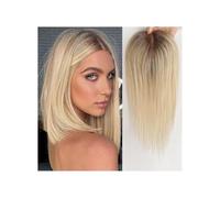 Postiches en cheveux humains Remy de 12 pouces for femmes, postiches de 4 x 3,5 pouces attachés à la main avec base en dentelle suisse Postiche Cheveux Femme(Ombre blonde)