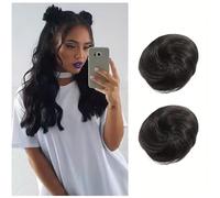 Postiches et extensions à l'aspect naturel, 2 PCS Mini Claw Clip in Messy & Cat Ears Hair Bun Extensions Wig Accessory Updo Hairpieces for Women Girls,Extensions de queue de cheval à clipser en cheve