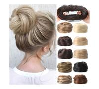 Postiches et extensions à l'aspect naturel, Anneau de perruque en boule duveteuse for femme - Outil de coiffure facile et facile,Extensions de queue de cheval à clipser en cheveu(Gold white)