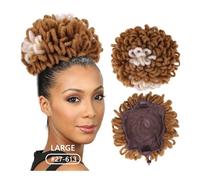 Postiches et extensions à l'aspect naturel, Chignon à clipser for femmes noires, queue de cheval synthétique à cordon,Extensions de queue de cheval à clipser en cheveu(Brown white)