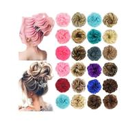 Postiches et extensions à l'aspect naturel, Chignon donut synthétique bouclé, chignon moelleux for femme,Extensions de queue de cheval à clipser en cheveu(Gold white variegated)