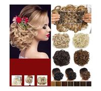 Postiches et extensions à l'aspect naturel, Chignon synthétique bouclé et désordonné avec pinces, postiche chignon for femme,Extensions de queue de cheval à clipser en cheveu(White gold)