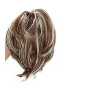 Postiches et extensions à l'aspect naturel, Chouchous chignon décoiffé, queue de cheval courte et lisse - Chignon ébouriffé avec pince,Extensions de queue de cheval à clipser en cheveu(Brownish white