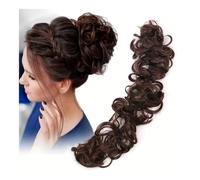 Postiches et extensions à l'aspect naturel, European and American cross-border wig accessories Messy Scrunchie Messy bun Hair accessories Wave Hair bun,Extensions de queue de cheval à clipser en chev