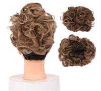 Postiches et extensions à l'aspect naturel, Extension de chignon bouclé à pince en peigne synthétique for femme- Idéale for couvrir un chignon,Extensions de queue de cheval à clipser en cheveu(Brown