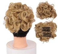 Postiches et extensions à l'aspect naturel, Extension de chignon bouclé à pince en peigne synthétique for femme- Idéale for couvrir un chignon,Extensions de queue de cheval à clipser en cheveu(Bright