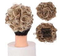 Postiches et extensions à l'aspect naturel, Extension de chignon bouclé à pince en peigne synthétique for femme- Idéale for couvrir un chignon,Extensions de queue de cheval à clipser en cheveu(Brown