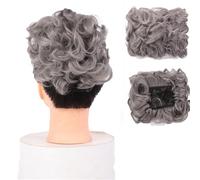 Postiches et extensions à l'aspect naturel, Extension de chignon bouclé à pince en peigne synthétique for femme- Idéale for couvrir un chignon,Extensions de queue de cheval à clipser en cheveu(Dark g