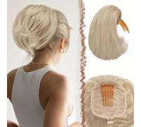 Postiches et extensions à l'aspect naturel, Extension de chignon synthétique court for femme: réalisez facilement des chignons et des queues de cheval avec un peigne et un cordon de serrage.,Extensio