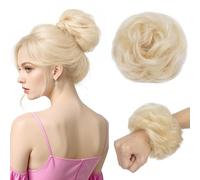 Postiches et extensions à l'aspect naturel, Extension queue de cheval chignon décoiffé en cheveux naturels for femmes et filles,Extensions de queue de cheval à clipser en cheveu(White)