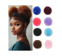 Postiches et extensions à l'aspect naturel, Perruque courte afro bouffante en cheveux synthétiques bouclés et crépus for femmes et enfants,Extensions de queue de cheval à clipser en cheveu(Dark green