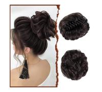 Postiches et extensions à l'aspect naturel, Pince à cheveux synthétiques for femmes - Accessoire for chignon ondulé, bou t décoiffé,Extensions de queue de cheval à clipser en cheveu(Darkest Brown