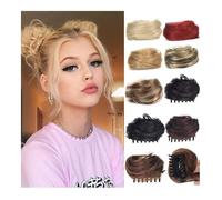 Postiches et extensions à l'aspect naturel, Postiche chignon réaliste avec mini pince à cheveux for un style féminin sans effort,Extensions de queue de cheval à clipser en cheveu(Red)