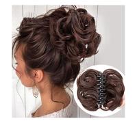 Postiches et extensions à l'aspect naturel, Sac à cheveux tendance et moelleux avec bouton floral, idéal for les journées de farniente,Extensions de queue de cheval à clipser en cheveu(Brown white)