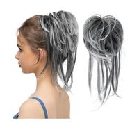 Postiches et extensions à l'aspect naturel, Un accessoire moelleux et capillaire, idéal for les chignons et la coiffure,Extensions de queue de cheval à clipser en cheveu(Floral white)