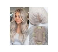 Postiches for femmes en cheveux naturels, base en soie 8 x 12 cm avec PU tout autour. Couverture for les femmes aux cheveux clairsemés.(Platinum Blonde,20 Inch)