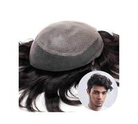 Postiches Postiche for hommes Systèmes de cheveux humains indiens Prothèse capillaire for Dessus en dentelle diamant avec dessous peau PU sans nœud for(Medium Light Brown,8x10)