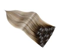 Postiches pour femmes 7 Pièces Extensions de Cheveux Humains à Pinces Extensions de Cheveux Blond Brun Ombre Balayage Brun Foncé Blond Doré Ombre Blond Platine Clip Sans Couture Postiche chignon décoi