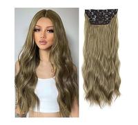 Postiches pour femmes Extensions de Cheveux, 4PCS Clip dans les Extensions de Cheveux Bouclés Ondulés Épais Pleine Tête Clip dans les Extensions Synthétiques Longs Naturels Noir Postiches for Femmes F