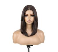postiches pour femmes Perruques synthétiques Bob courtes de 12 pouces avec frange, perruque blonde brune pré-épilée Queue de cheval pour les femmes
