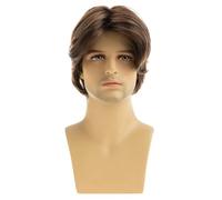 Postiches pour hommes Couverture de perruque courte bou naturelle fendue marron for hommes Usage quotidien
