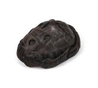 Postiches pour hommes Dessus mono respirant avec peau en PU autour de cheveux humains naturels, prothèse capillaire masculine Usage quotidien(2#,6x8)