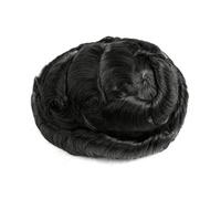 Postiches pour Hommes Prothèse capillaire masculine, système de cheveux humains, toupet en dentelle, peau PU injectée, sans nœuds(1C - Black,7x10)