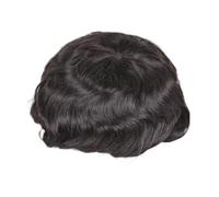 Postiches pour hommes Système de perruque toupet en cheveux humains for hommes, avec dentelle française et ligne PU, pièce rechange 7x9 pouces Usage quotidien(1B#)