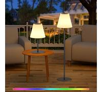Postlucky Lampadaire Solaire Exterieur Dimmable Lampe de Table Extérieur Blanc Chaud et RVB Lampes de Table Sans Fil Rechargeable IP44 Étanche pour Intérieur Extérieur Patio Jardin (Gris)
