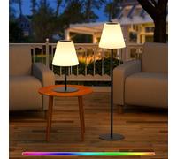 Postlucky Lampadaire Solaire Exterieur Dimmable Lampe de Table Extérieur Blanc Chaud et RVB Lampes de Table Sans Fil Rechargeable IP44 Étanche pour Intérieur Extérieur Patio Jardin (Noir)