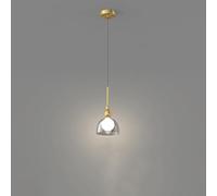 Postmodern All-Copper Single-Head Light, Nordic Minimalist Bedside Glass Chandeliers, Dimmable Led Hanging Lamp, Dining Table And Corridor Decorative Lighting Fixture/Copper Color