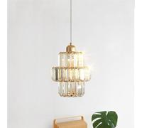 Postmodern Crystal Pendant Light Gold Chandelier Hanging Ceiling Lamp E27 Suspension Lighting Fixture for Kitchen Island, Dining Room, Bedside