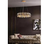 Postmodern E14 LED K9 Crystal Gold Chrome Chandelier Hanging Lamp Dimming For Living Room