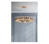 Postmodern E14 LED K9 Crystal Gold Chrome Chandelier Hanging Lamp Dimming For Living Room
