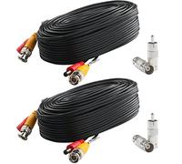 Postta Câble d'alimentation vidéo BNC pré-fabriqué tout en un pour caméra de vidéosurveillance avec deux connecteurs, 2 Pack, 60 FT