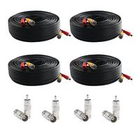 Postta Câble d'alimentation vidéo BNC pré-fabriqué Tout en Un pour caméra de vidéosurveillance avec Deux connecteurs, Lot de 4, 150 FT