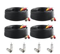 Postta Câble d'alimentation vidéo BNC pré-fabriqué Tout en Un pour caméra de vidéosurveillance avec Deux connecteurs, Lot de 4, 100 FT