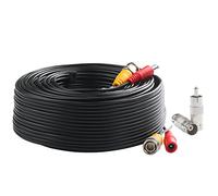 Postta Câble d'alimentation vidéo BNC pré-fabriqué tout en un pour caméra de vidéosurveillance avec deux connecteurs, 1 Pack, 100 FT