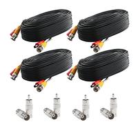 Postta Lot de 4 câbles d'alimentation vidéo BNC (7,6 m) pré-fabriqués pour caméra de sécurité vidéo tout-en-un avec huit connecteurs pour système de surveillance CCTV DVR