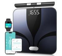Posture Balance Connectée 8 Électrodes, Pese Personne avec Mesure Complète, Impédancemètre 28 Indicateurs (IMC/Graisse Corporelle/Protéines/Muscle) avec App Bluetooth, 180 kg avec Fonction Vocale