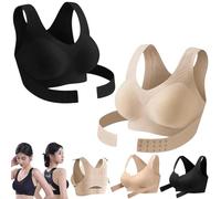 Posture Corrector Bra for Women Adjustable Back Support Front Closure Bras, Seamless Breathable Shaping Underwear (2PCS-Mix,Moyen)