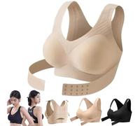 Posture Corrector Bra for Women Adjustable Back Support Front Closure Bras, Seamless Breathable Shaping Underwear (Skin,S)